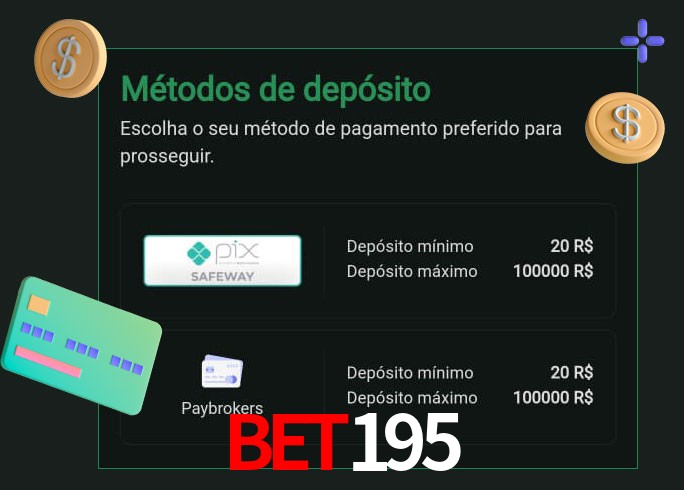O cassino bet195 oferece uma grande variedade de métodos de pagamento
